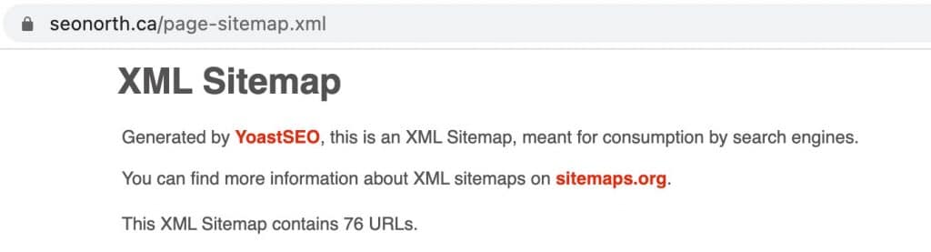 XML Sitemap Example