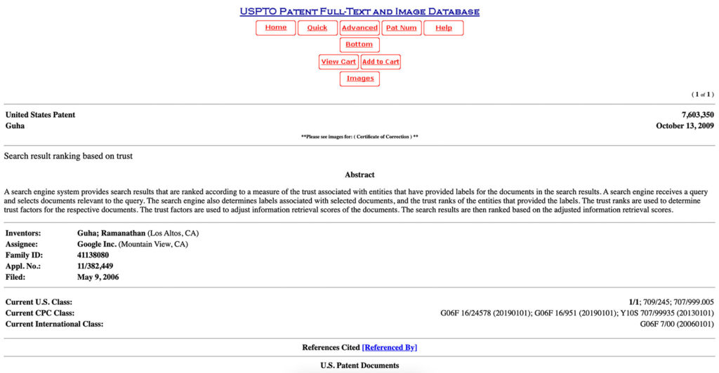 Google TrustRank Patent