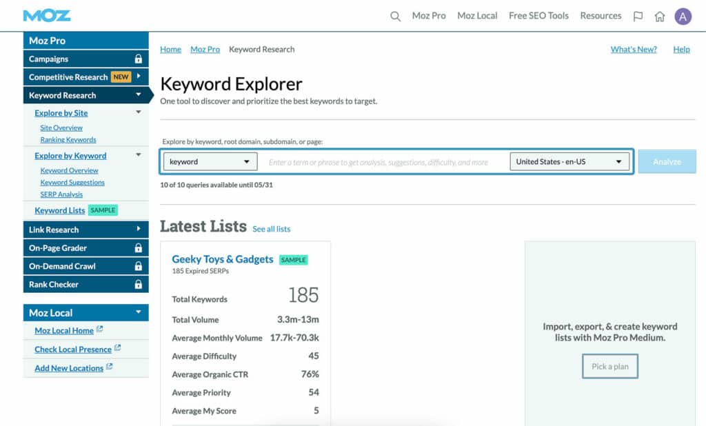 Keyword Explorer