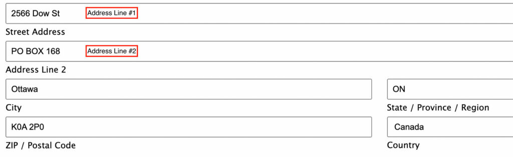 how to fill address line 1 and 2 and 3