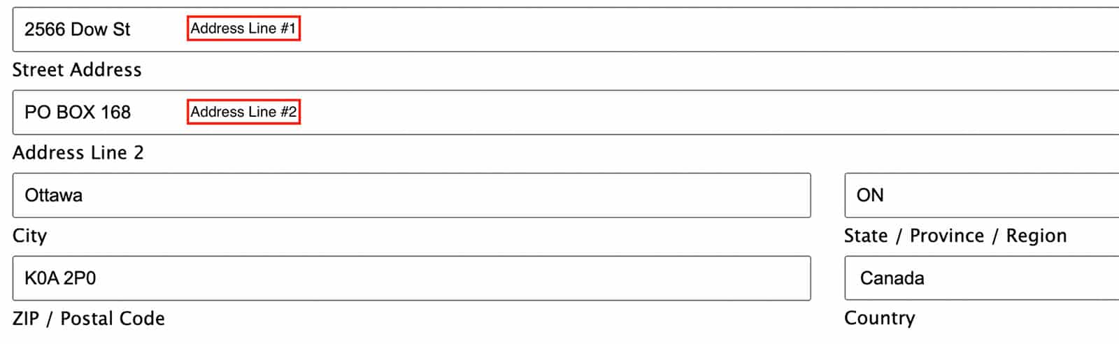 how to fill out address line 1 and 2