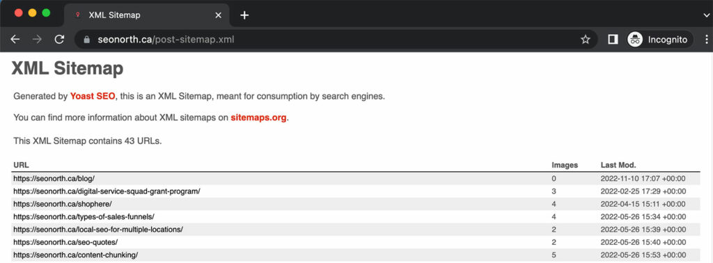 Sitemap Example