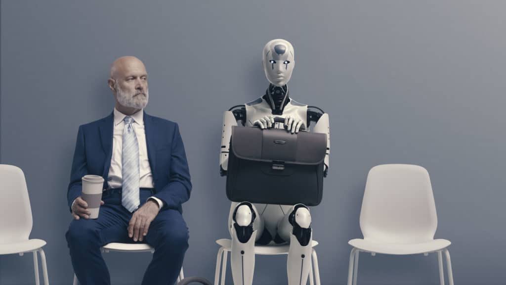 robot at a job interview