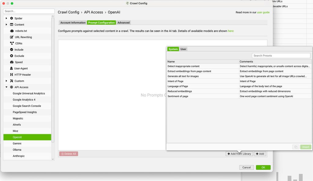 Configuration de l'invite